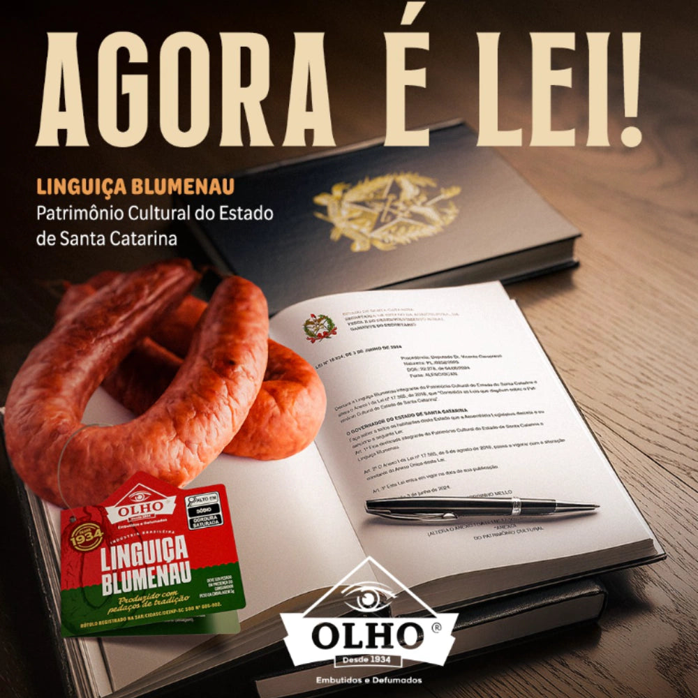 Linguiça Suína Defumada Blumenau Olho Embutidos - Peça 300g