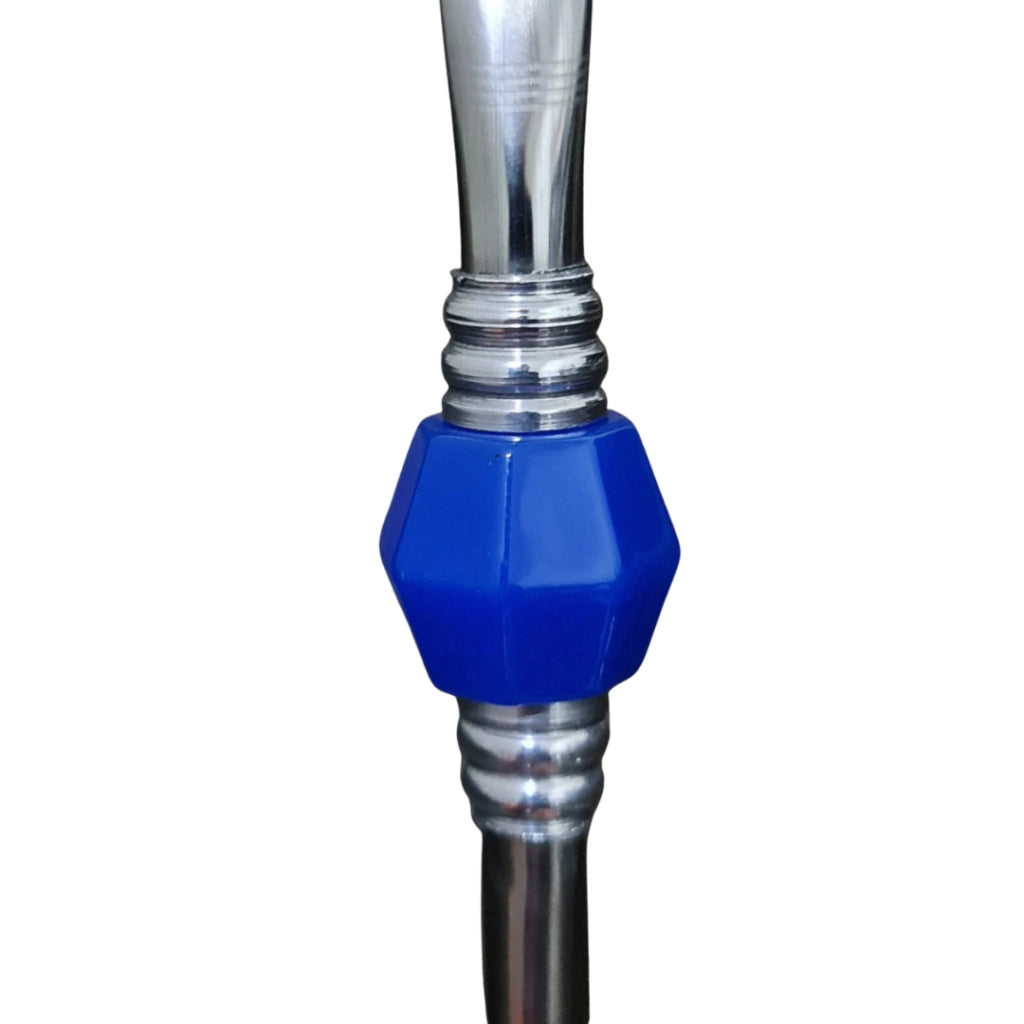 Bomba de Chimarrão com Pedra Acrílica Azul Bic - Aço Inox - 21cm