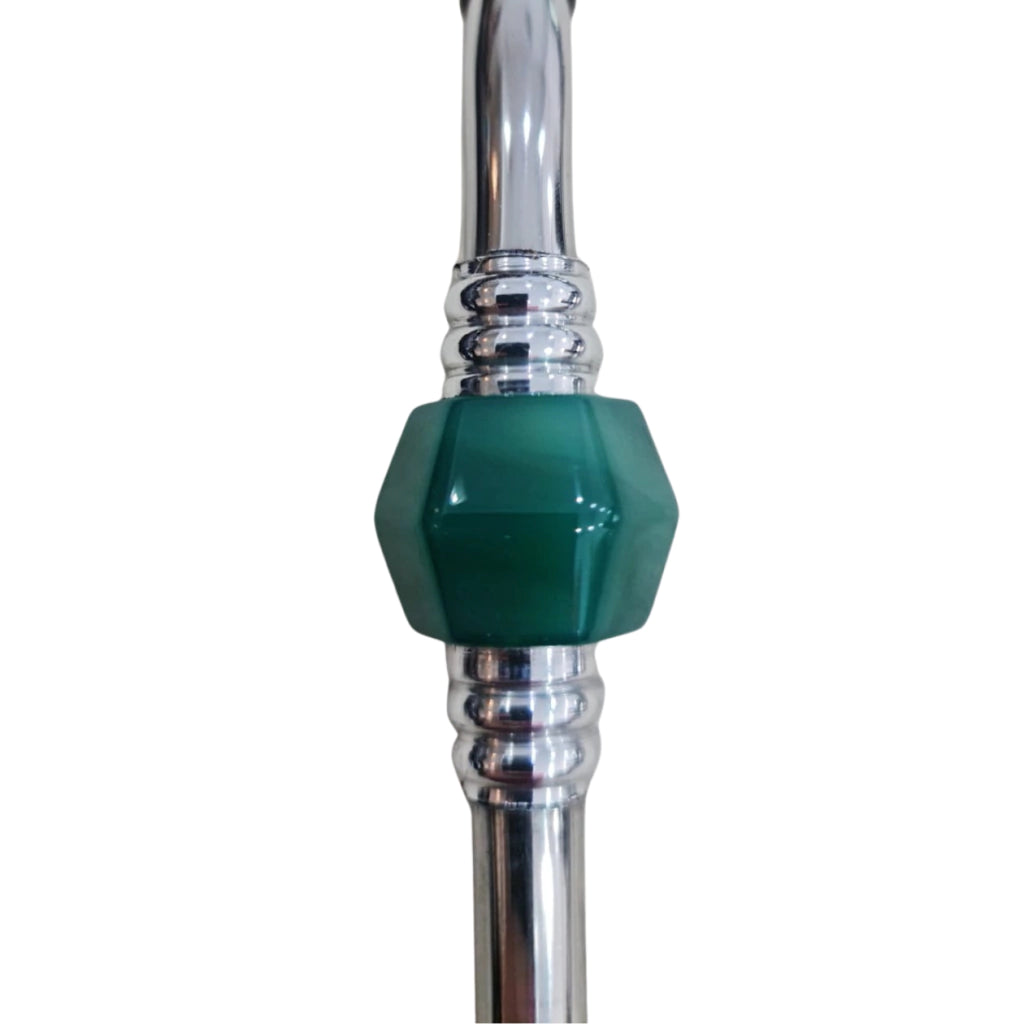 Bomba de Chimarrão com Pedra Acrílica Verde Bandeira - Aço Inox - 21cm