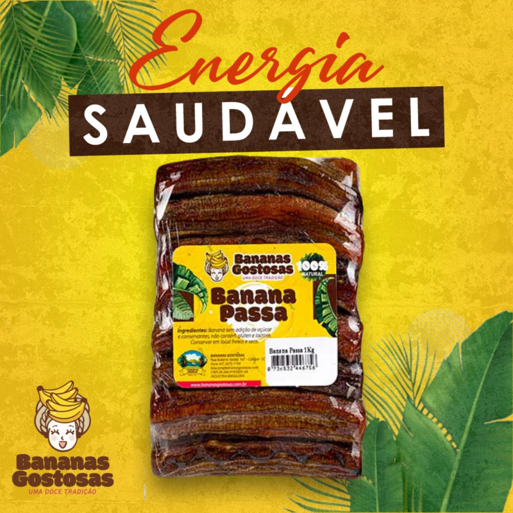 Bananas Gostosas 1 Kg Banana Passa Desidratada Natural/Sem Açúcar