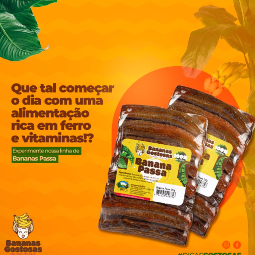 Bananas Gostosas 1 Kg Banana Passa Desidratada Natural/Sem Açúcar
