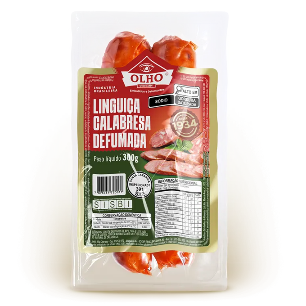 Linguiça Calabresa Olho Embutidos 600 (02 PACOTES)