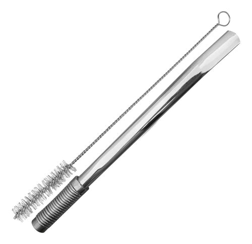 Bomba para Tereré em Inox com Filtro de Mola Externa Inox 19cm Preta ou Prata