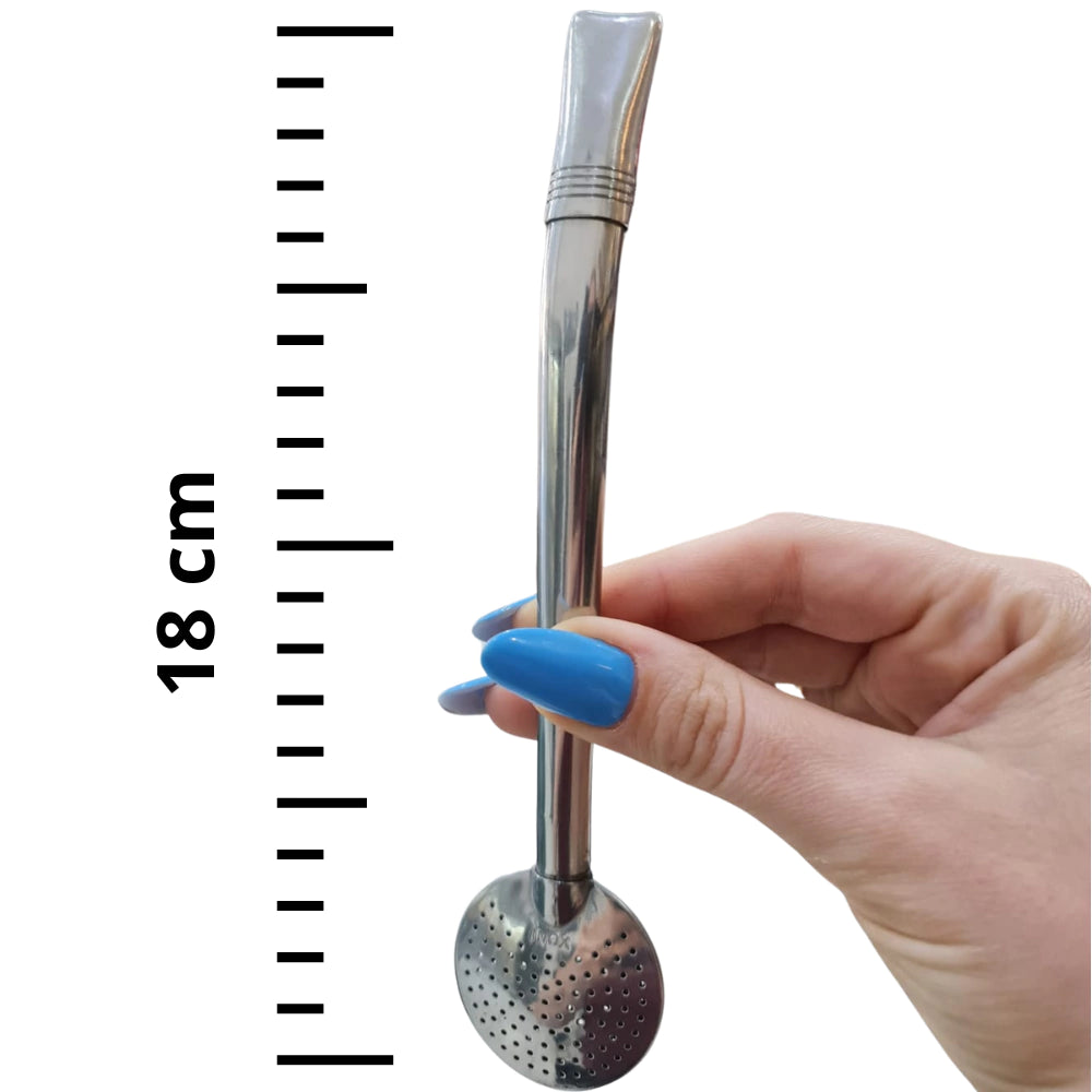 Bomba de Chimarrão Erva Mate em Aço Inox 340 Bojo Removível 18cm