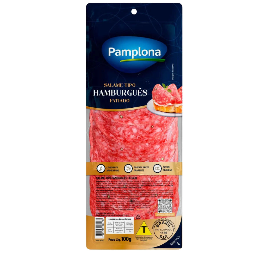 Salame Tipo Italiano Fatiado Pamplona Alimentos 100g