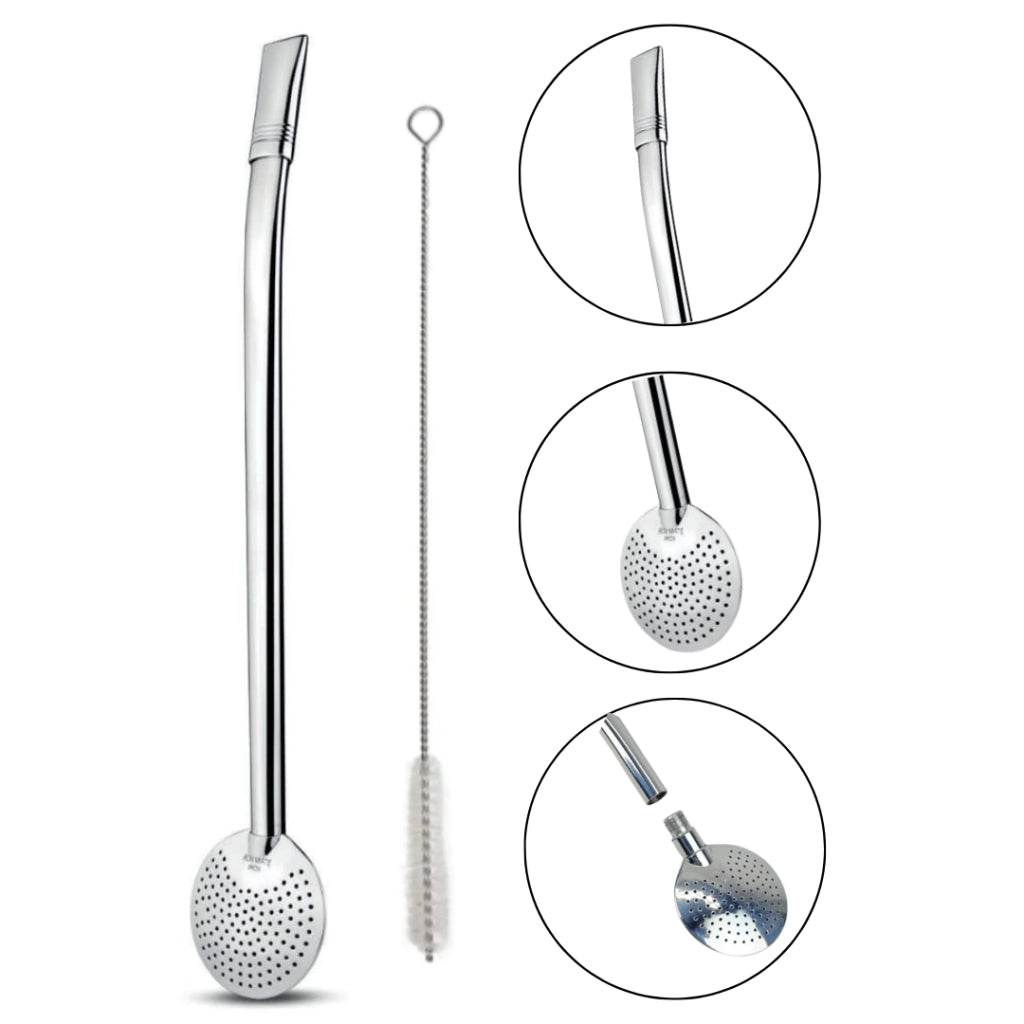 Bomba para Chimarrão em Inox Bojo Rosca 23cm (R301)