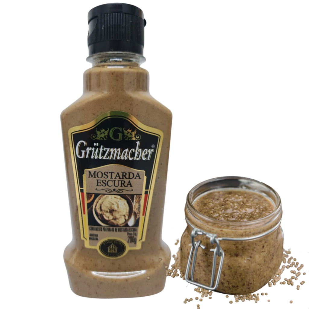 Mostarda Escura Grutzmacher 200g - Receita Alemã KIT 3 UNIDADES