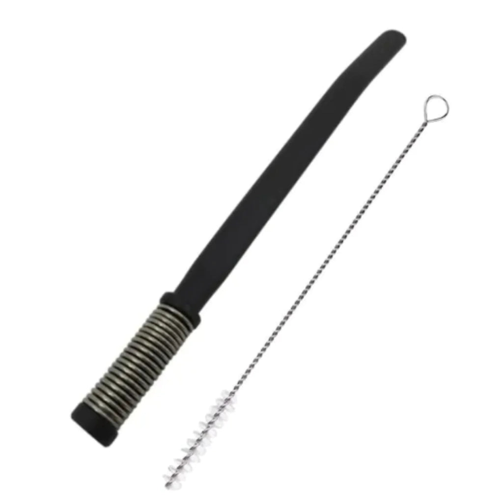 Bomba para Tereré em Inox com Filtro de Mola Externa Inox 19cm Preta ou Prata