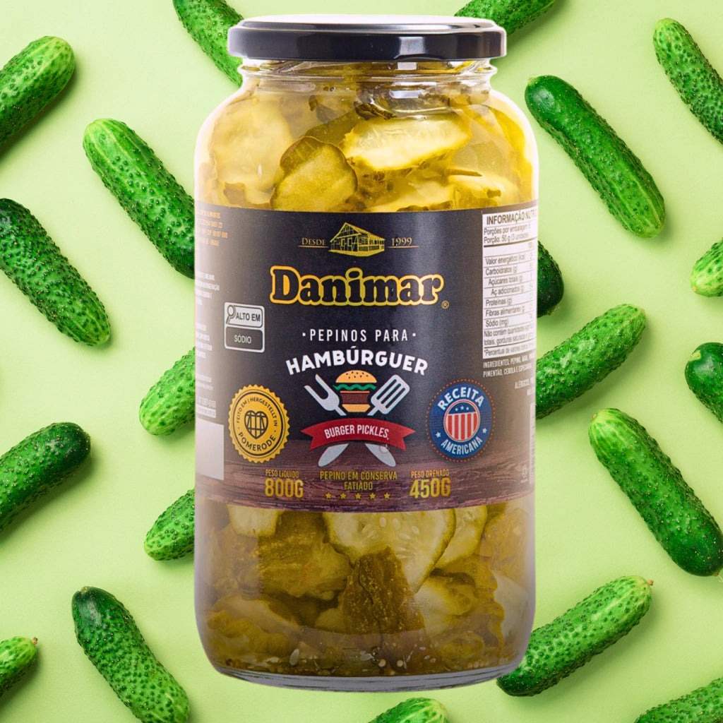 Pepino Fatiado para Hambúrger Burger Pickles Danimar 760g