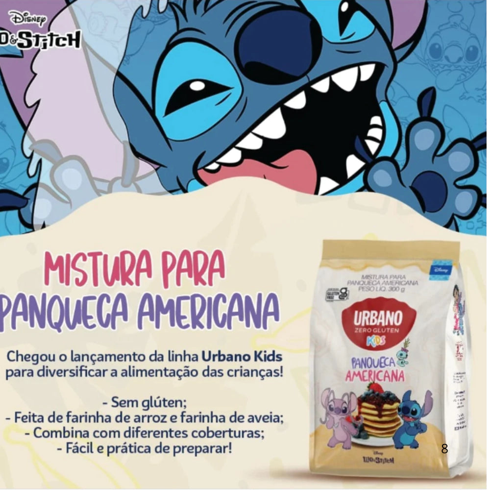 Mistura para Panqueca Americana Zero Glúten Kids Lilo&Stitch Urbano 300g