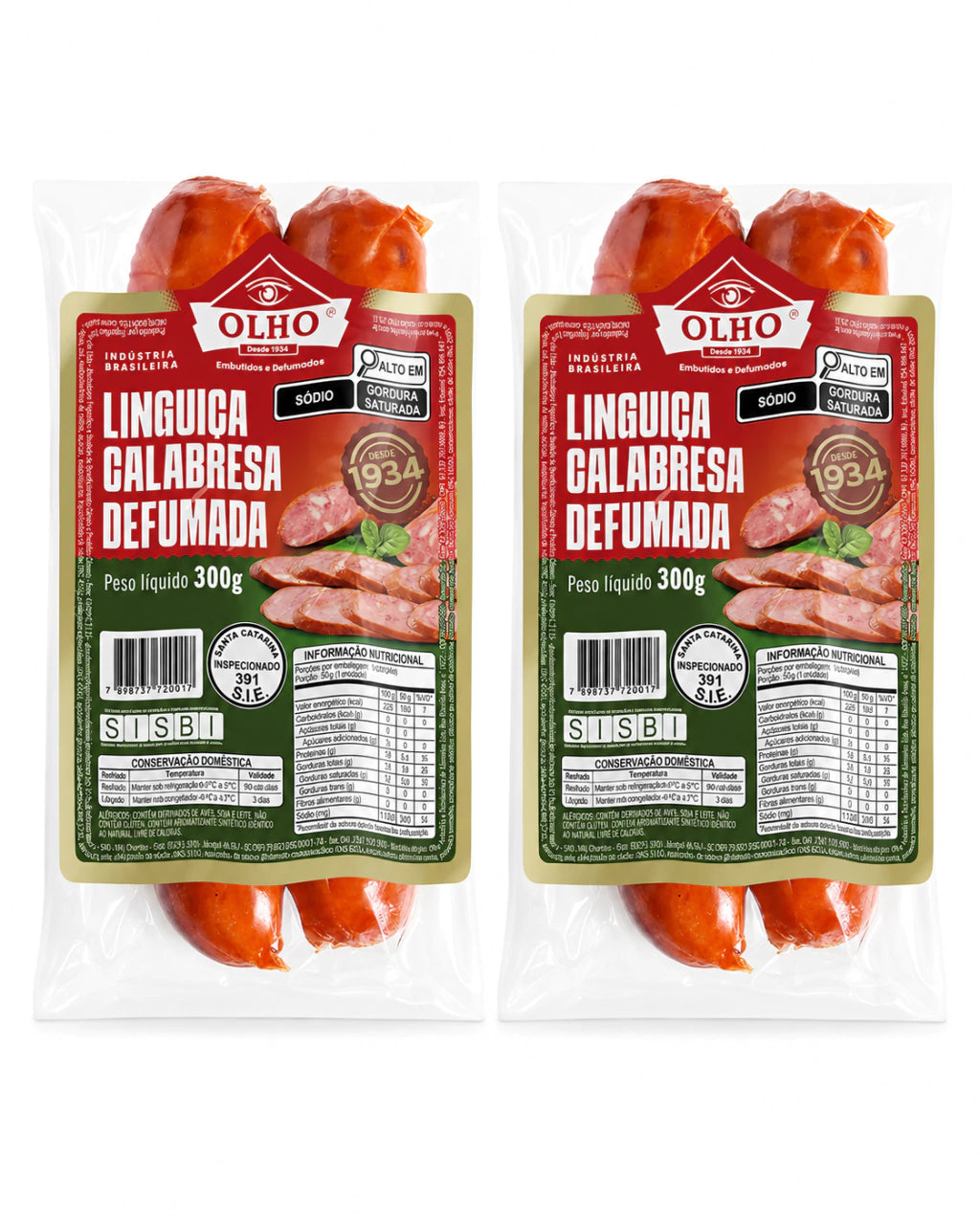 Linguiça Calabresa Olho Embutidos 600 (02 PACOTES)