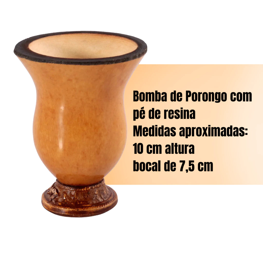 Kit Chimarrão Terere Cuia de Porongo Bomba Aço inox 17cm e Filtro