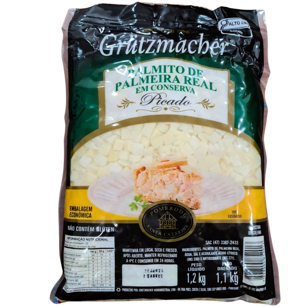 Palmito De Palmeira Real Picado Em Conserva 1,2kg Economico