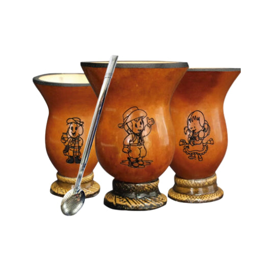 Cuia de Porongo com Bomba para Chimarrão/Erva Mate Infantil Cuia Pequena Meu Primeiro Chimarrão