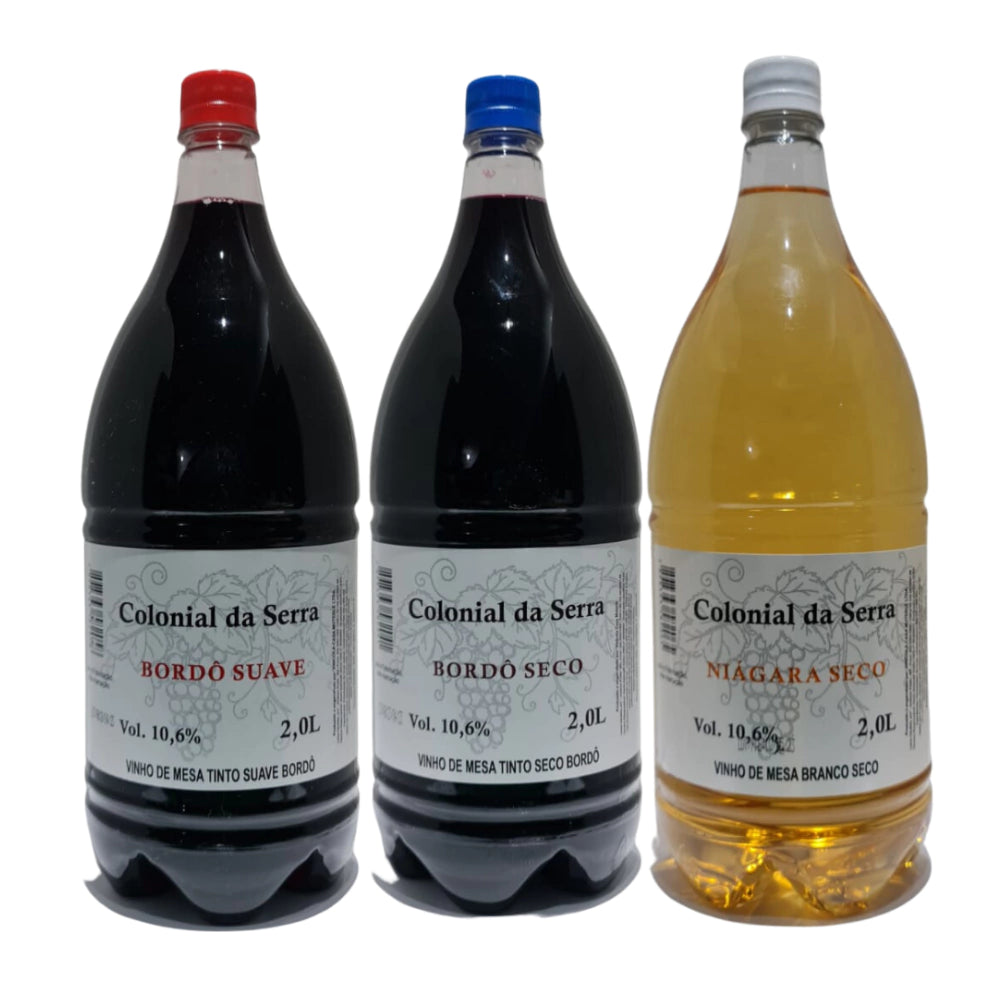 Vinho Colonial da Serra Gaúcha Bôrdo Seco/Suave Niágara Seco/Suave 2 LITROS