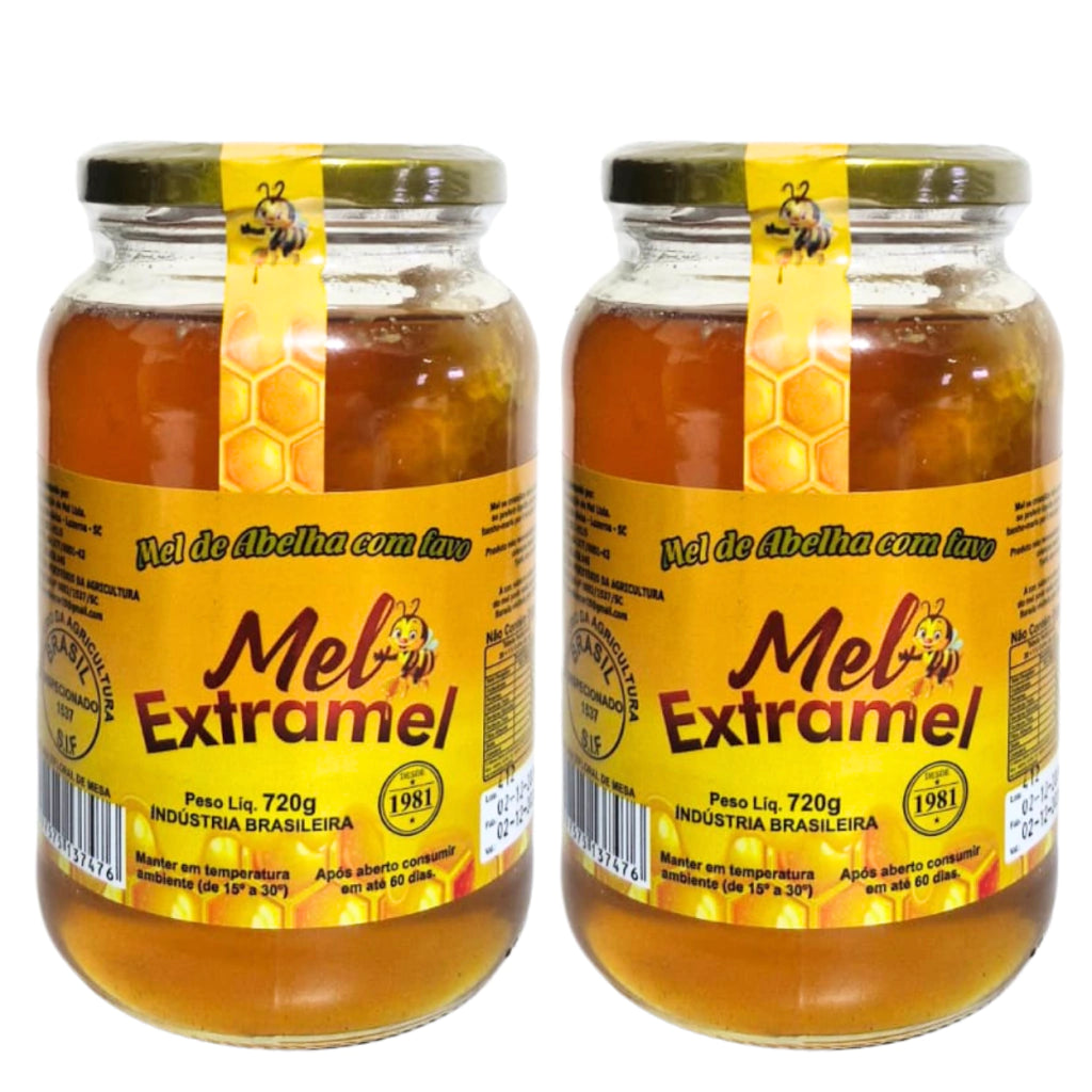 Mel Puro de Abelha com Favo Vidro 720g - EXTRAMEL