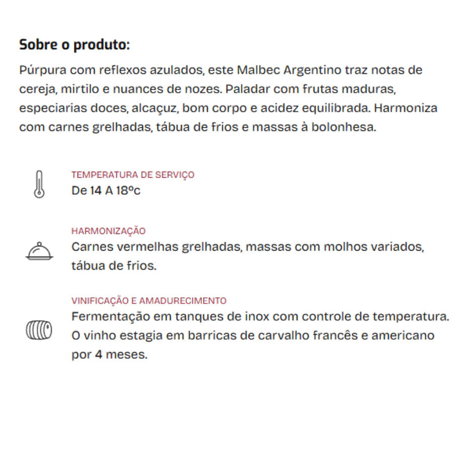 Vinho Argentino Tinto Fino Callia Malbec 750ml