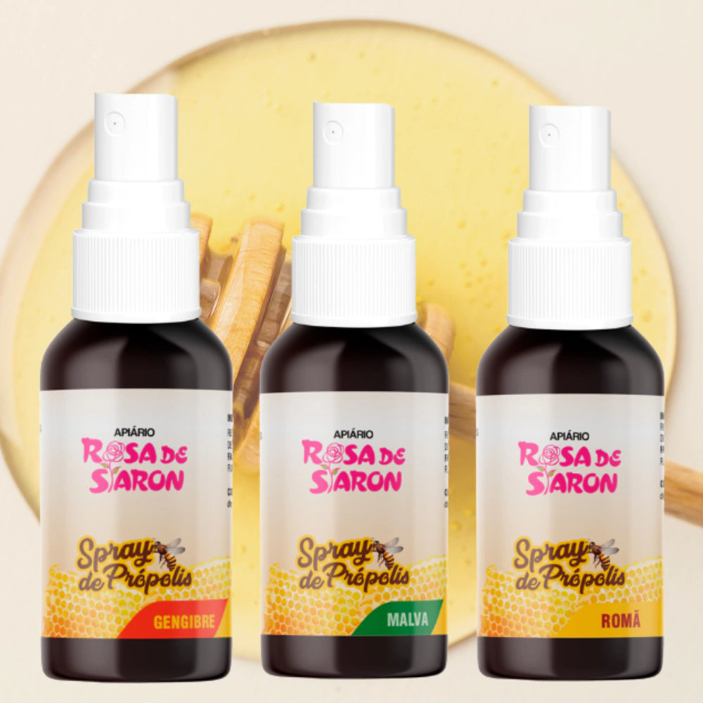 Spray de Própolis Composto de Mel 30ml GENGIBRE/MALVA/ROMÃ/CRAVO DA ÍNDIA